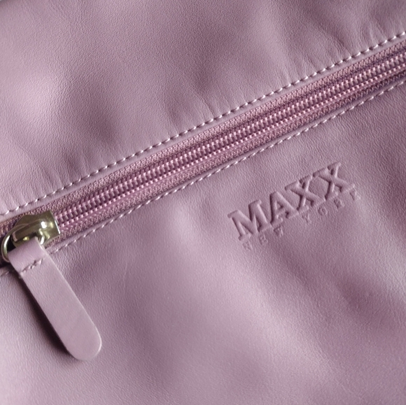 Maxx New York Vintage 100% Lilac Leather Shoulder Crossbody Bag - Picture 8 of 15
